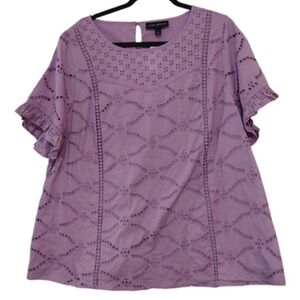 Lane Bryant Lavender Purple Womans Shirt Blouse Womans Size 12 Eyelet NWT